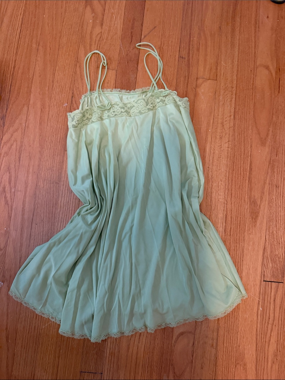 Vintage Sears Women's Lace-Trim Slip Dress - Light Sage Green